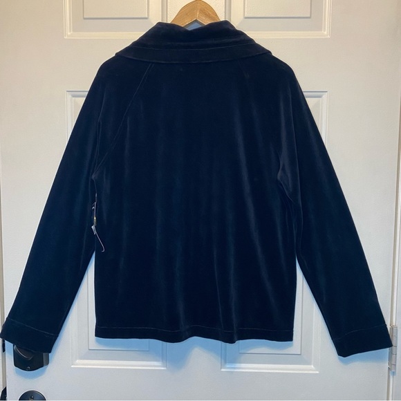 Jones New York Sz L Black Velvet Zip-Up Jacket with Gold Accents NWT - Picture 13 of 14